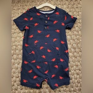 Navy and Red Crab Romper